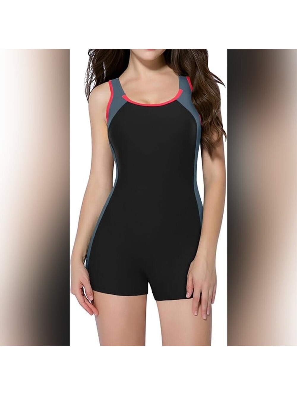 NWT Beautyin Women's Athletic Boyleg One-Piece Swimsuit with Racerback, Small